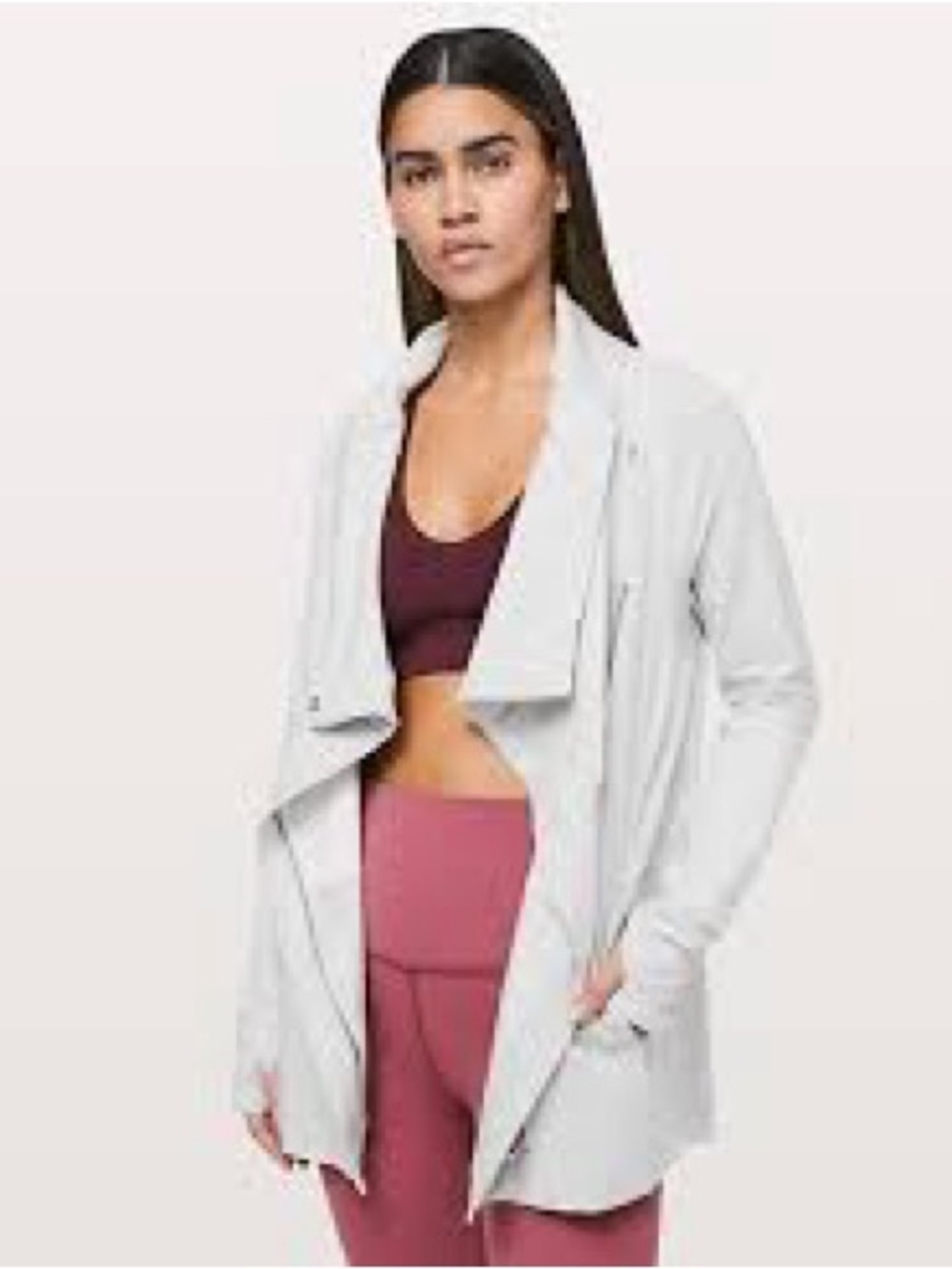 lululemon athletica Light Gray Draped Open-Front Blazer